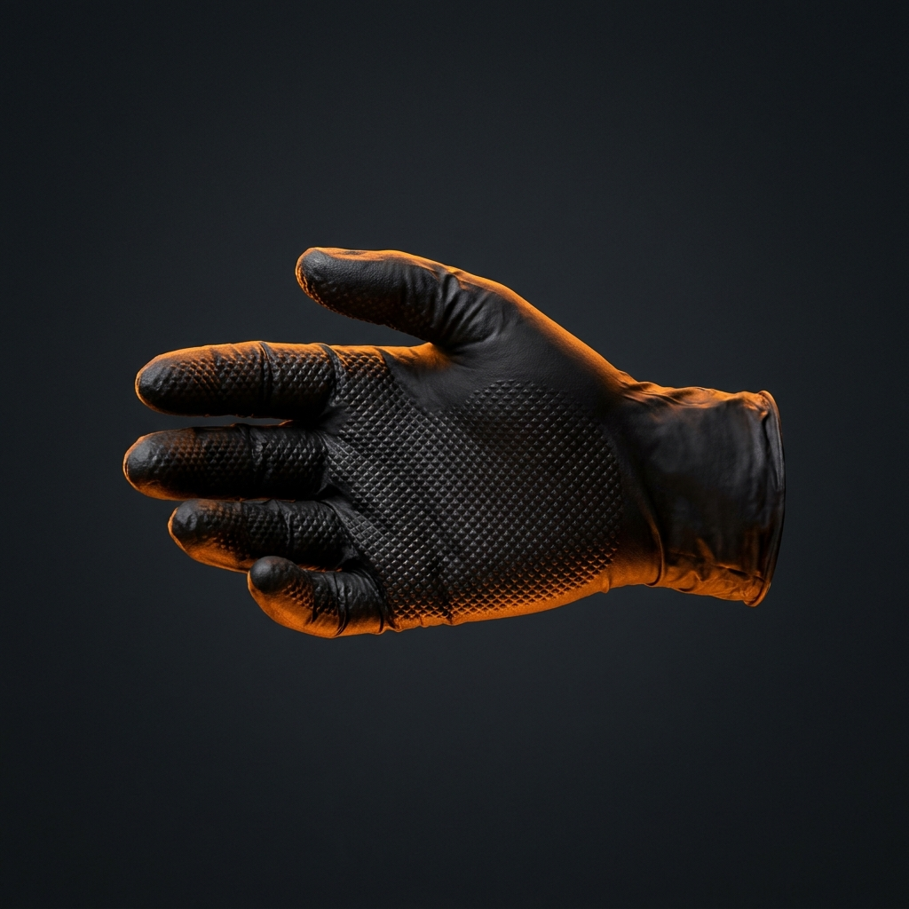 SeeresCommerce black diamond-texture nitrile glove product shot